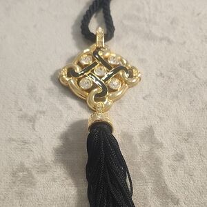 Swarovski Gold and Black Necklace with Crystal Accents